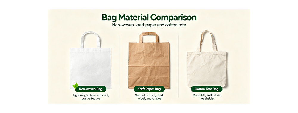 Which is more environmentally friendly, non-woven bag, paper bag, or cotton bag