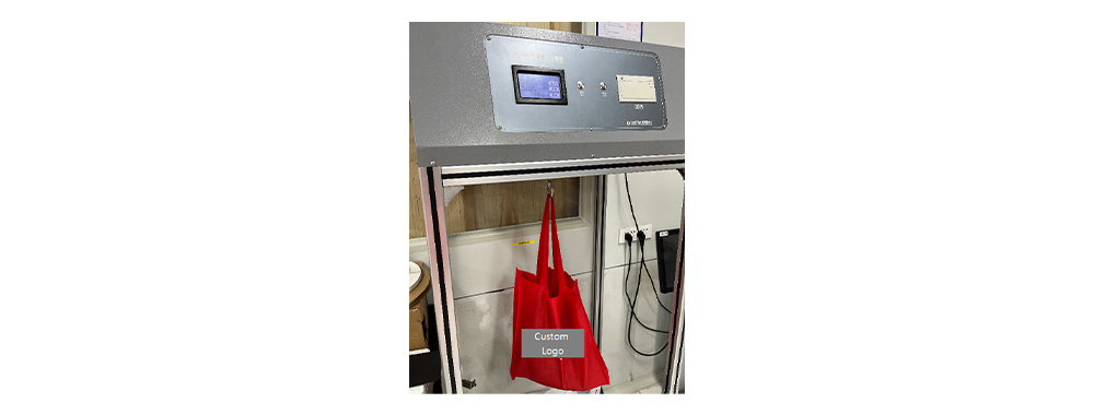 The image shows Synberrypackage conducting load-bearing tests for each batch of Non woven bag OEM orders