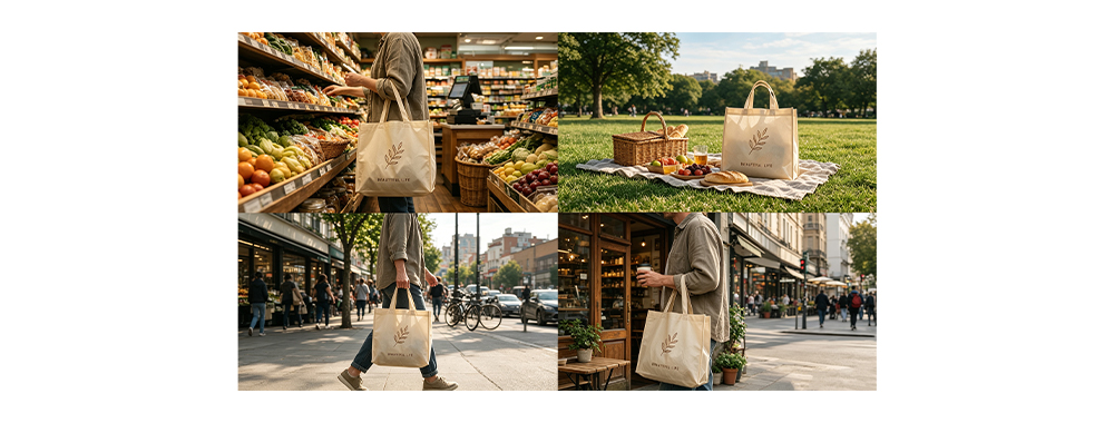 Non‑woven bag usage collage